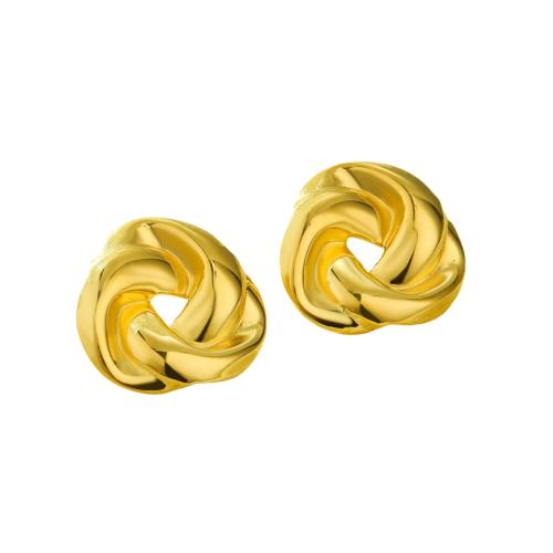 Stainless Steel Stud Earrings, 304 Stainless Steel, fashion jewelry & for woman, golden, 23.40x24.30mm, Sold By Pair