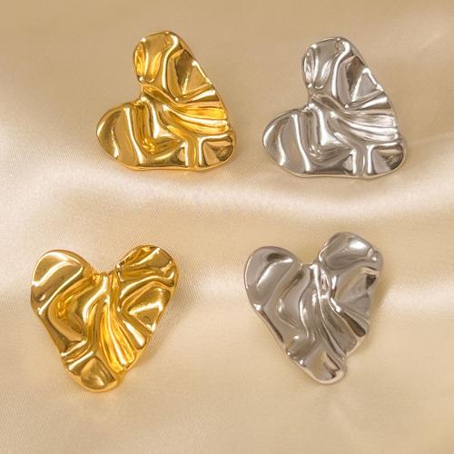 Stainless Steel Stud Earrings, 304 Stainless Steel, Heart, fashion jewelry & for woman, more colors for choice, 24x24.50mm, Sold By Pair