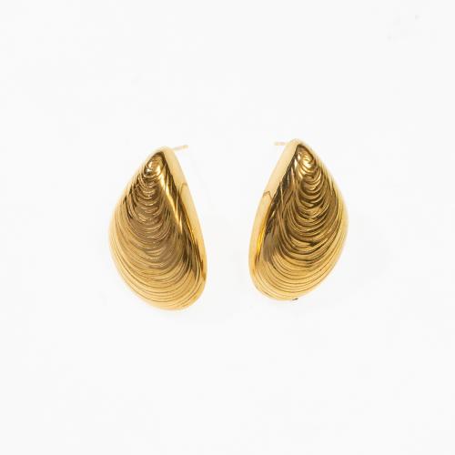 Stainless Steel Stud Earrings, 304 Stainless Steel, fashion jewelry & for woman, golden, 16x25mm, Sold By Pair