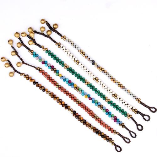 Gemstone Bracelets, Natural Stone, with Knot Cord & Iron, fashion jewelry & Unisex, Random Color, Length:Approx 18-19 cm, Sold By PC