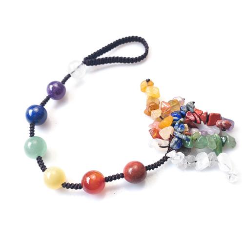 Hanging Ornaments, Gemstone, with Knot Cord, for home and office, mixed colors, Length:Approx 25 cm, Sold By PC