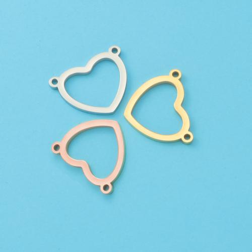 Stainless Steel Heart Pendants, 304 Stainless Steel, Vacuum Ion Plating, DIY & double-hole, more colors for choice, 13.70x17.50x1.50mm, Hole:Approx 1.5mm, Sold By PC