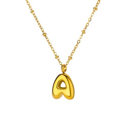 Stainless Steel Jewelry Necklace, 304 Stainless Steel, with 5cm extender chain, Alphabet Letter, Vacuum Ion Plating, fashion jewelry & letters are from A to Z & for woman, more colors for choice, Length:Approx 40 cm, Sold By PC