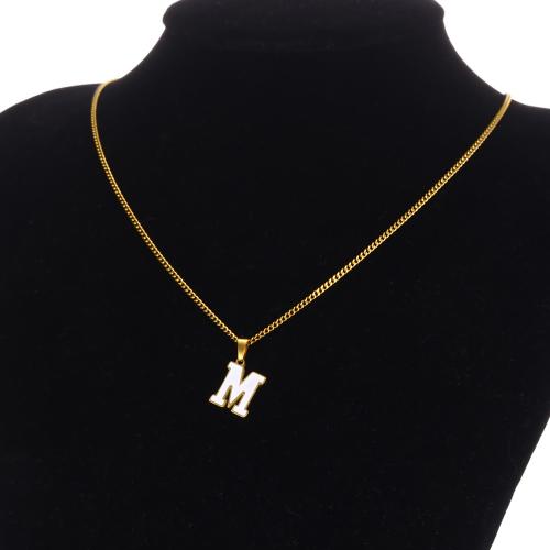 Stainless Steel Jewelry Necklace, 304 Stainless Steel, with 5cm extender chain, Alphabet Letter, Vacuum Ion Plating, fashion jewelry & letters are from A to Z & for woman & enamel, more colors for choice, Length:Approx 40 cm, Sold By PC