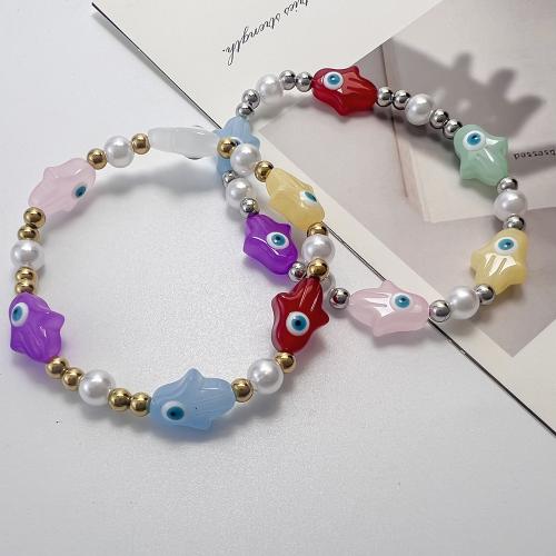 Stainless Steel Jewelry Bracelet, 304 Stainless Steel, with Lampwork, plated, fashion jewelry, more colors for choice, Bracelet circumference 17cm, Sold By PC