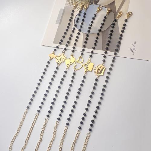 Stainless Steel Jewelry Bracelet, 304 Stainless Steel, with Glass, with 5cm extender chain, plated, fashion jewelry & different designs for choice, more colors for choice, Length:17 cm, Sold By PC