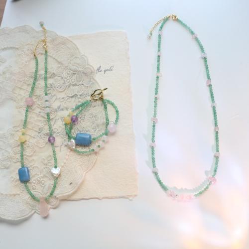 ensemble de bijoux de pierre gemme, avec perle d'eau douce cultivée & laiton, bijoux de mode & styles différents pour le choix, plus de couleurs à choisir, Vendu par PC