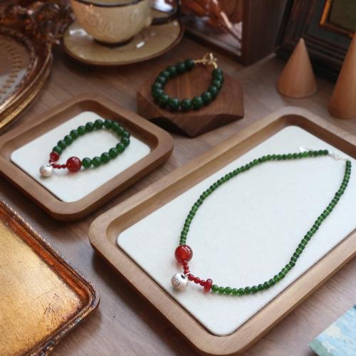 Natural Gemstone Jewelry Sets, Green Calcedony, with Red Agate, fashion jewelry & different styles for choice, more colors for choice, Sold By PC