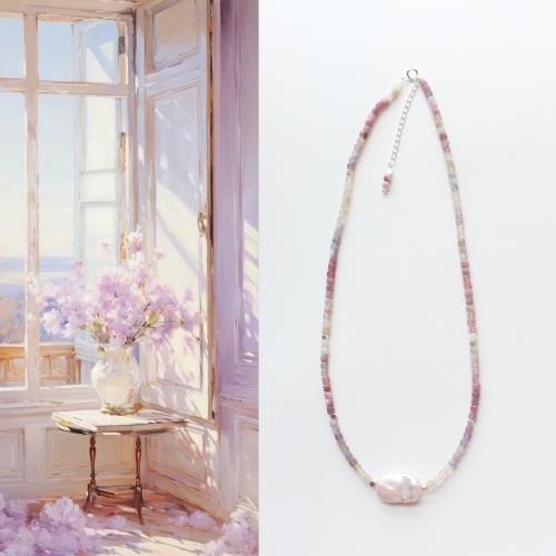 ensemble de bijoux de pierre gemme, tourmaline, avec perle d'eau douce cultivée, bijoux de mode & styles différents pour le choix, rose, Vendu par PC