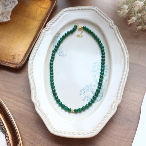 Collier bijoux de pierre gemme, avec 7cm chaînes de rallonge, bijoux de mode, vert, Longueur:38 cm, Vendu par PC