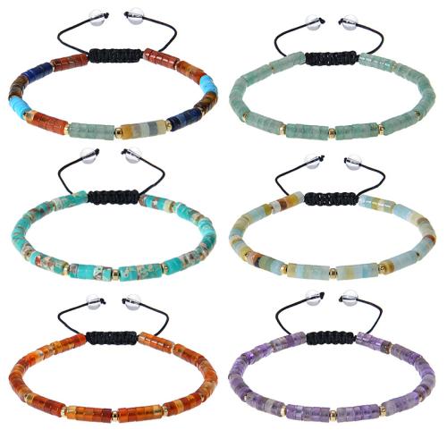 Gemstone Bracelets, Natural Stone, with Knot Cord, handmade, fashion jewelry & different materials for choice & for woman, Length:6.6-8.5 Inch, Sold By PC