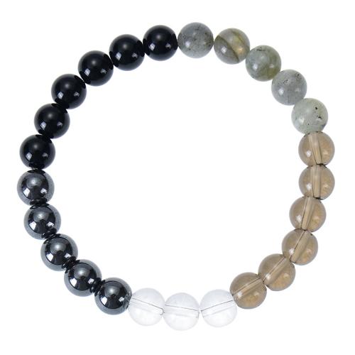 Gemstone Bracelets, Natural Stone, with Elastic Thread, handmade, fashion jewelry & different materials for choice & Unisex, mixed colors, Length:6.6-8.5 Inch, Sold By PC