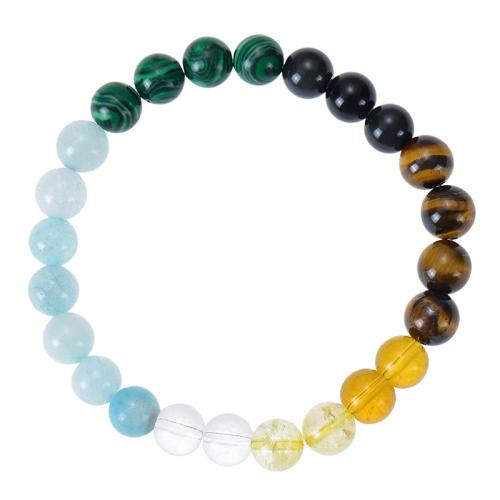 Gemstone Bracelets, Natural Stone, with Elastic Thread, handmade, fashion jewelry & different materials for choice & Unisex, mixed colors, Length:6.6-8.5 Inch, Sold By PC