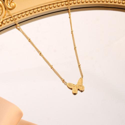 Jewelry Sets, Titanium Steel, with 5cm extender chain, Butterfly, plated, fashion jewelry & different styles for choice & for woman, golden, Length:Approx 40 cm, Sold By PC