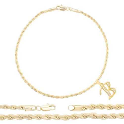 Brass Anklet, plated, different styles for choice & micro pave cubic zirconia & for woman, gold, Sold By PC