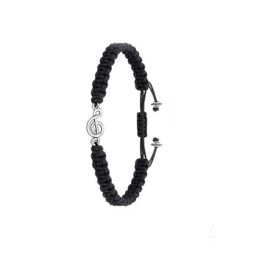 Moda crear pulseras de cordón de cera, acero inoxidable 304, con Cordón de cera, con 3CM extender cadena, hecho a mano, unisexo, Negro, longitud:aproximado 18 cm, Vendido por UD