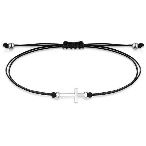 Mode Wachsschnur Armbänder, mit 304 Edelstahl, handgemacht, unisex, schwarz, verkauft von PC