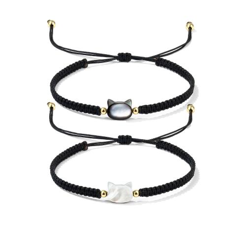 Fashion Create Wax Cord Bracelets, with Gemstone & Shell, with 3CM extender chain, handmade, Unisex & different styles for choice, more colors for choice, Length:Approx 17 cm, Sold By PC