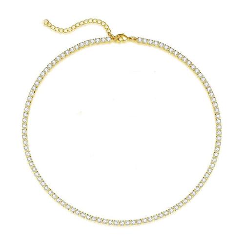 Collier en laiton cubique Zircon Micro Pave, Placage, pavé de micro zircon & pour femme, plus de couleurs à choisir, Longueur:Environ 41-50 cm, Vendu par PC