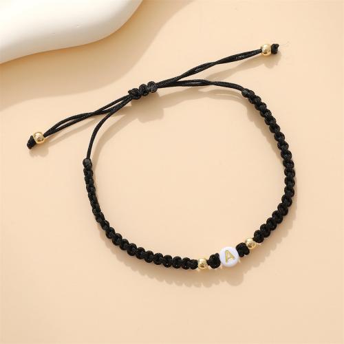 Fashion Jewelry Anklet, Acrylic, with Wax Cord, letters are from A to Z & Unisex & different designs for choice, black, Length:Approx 18-32 cm, Sold By PC