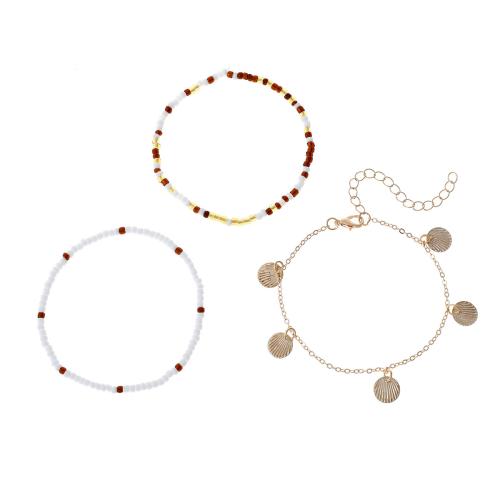 Conjuntos de joyería de aleación de zinc, con Seedbead, chapado, tres piezas & diferentes estilos para la opción & para mujer, dorado, Vendido por Set