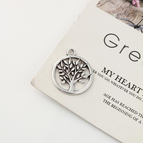 Pendentifs en alliage de zinc, arbre, Plaqué de couleur d'argent, DIY, 20x17x1mm, 400PC/kg, Vendu par kg