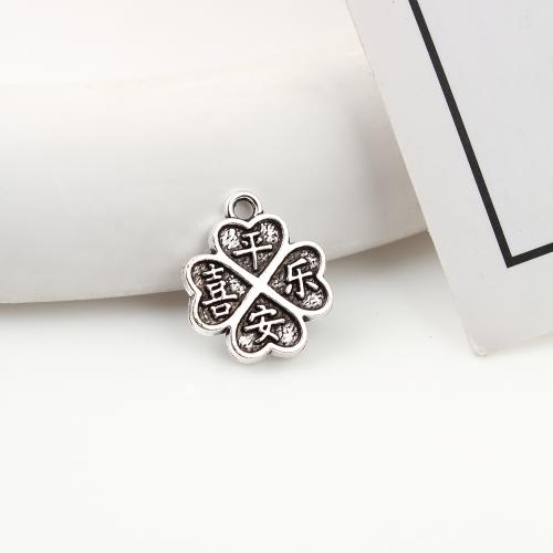 Tibetan Style Clover Pendant, Four Leaf Clover, antique silver color plated, DIY, 14x12x2mm, 450PCs/KG, Sold By KG