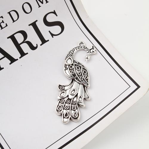 Tibetan Style Animal Pendants, Peacock, antique silver color plated, DIY, 52x22x3mm, 150PCs/KG, Sold By KG