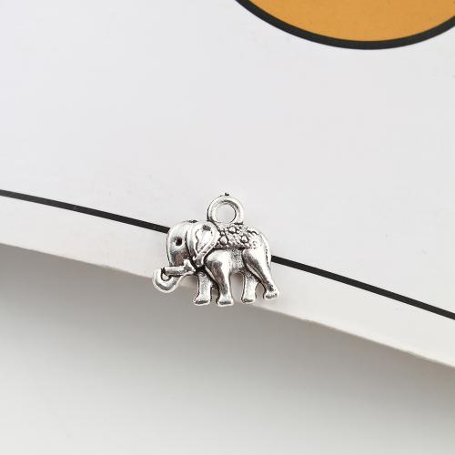 Pendentifs animaux en alliage de zinc, éléphant, Plaqué de couleur d'argent, DIY, 13x3x12mm, 450PC/kg, Vendu par kg