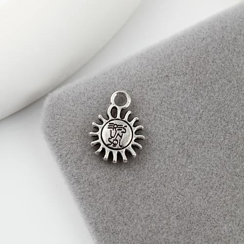 Pendentifs en alliage de zinc, soleil, Plaqué de couleur d'argent, DIY, 10x2x14mm, 1400PC/kg, Vendu par kg