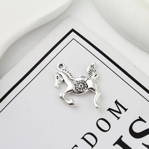 Pendentifs animaux en alliage de zinc, cheval, Plaqué de couleur d'argent, DIY, 22x3x22mm, 250PC/kg, Vendu par kg