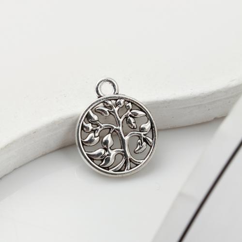 Pendentifs en alliage de zinc, arbre, Plaqué de couleur d'argent, DIY, 15x1x18mm, 800PC/kg, Vendu par kg