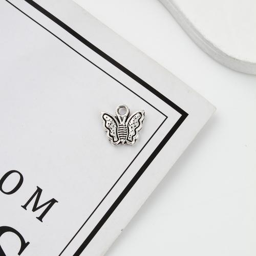 Tibetan Style Animal Pendants, Butterfly, antique silver color plated, DIY, 13x2x12mm, 900PCs/KG, Sold By KG