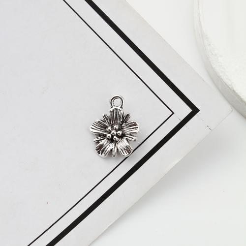 Pendentifs fleurs en alliage de zinc, Plaqué de couleur d'argent, DIY, 14x4x17mm, 750PC/kg, Vendu par kg