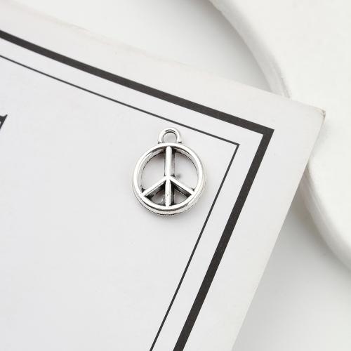 Pendentifs en alliage de zinc, Logo de la paix, Plaqué de couleur d'argent, DIY, 12x3x15mm, 850PC/kg, Vendu par kg