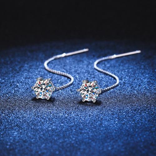 925 Sterling Silver Thread Through Earrings, different styles for choice & for woman, 65mm, Sold By Pair