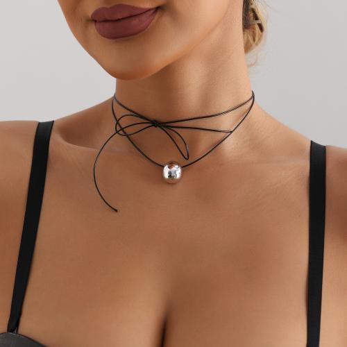 Tibetan Style Necklace, with Wax Cord, platinum color plated, fashion jewelry & for woman, Length:Approx 41.7 Inch, Sold By PC