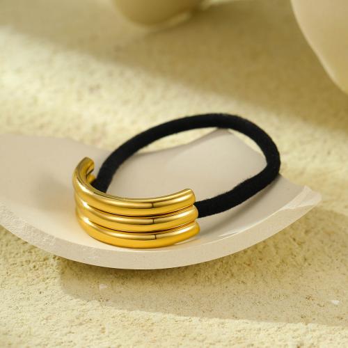 Ponytail Holder, 304 Stainless Steel, with Rubber Band, for woman, golden, Sold By PC