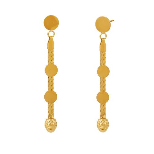 Fashion Fringe Earrings, 304 Stainless Steel, 18K gold plated, fashion jewelry & for woman, golden, 63x8mm, Sold By Pair