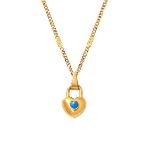 Stainless Steel Jewelry Necklace, 304 Stainless Steel, with turquoise, with 5cm extender chain, 18K gold plated, fashion jewelry & different styles for choice & for woman, golden, Length:Approx 40 cm, Sold By PC