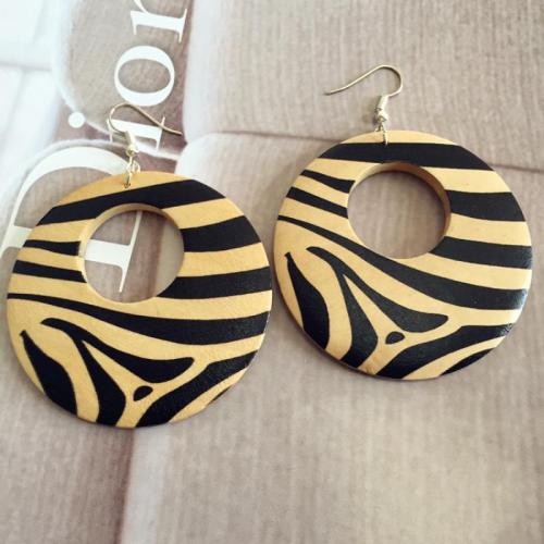 Wood Earring, fashion jewelry & different designs for choice & for woman, more colors for choice, 60mm, Sold By Pair