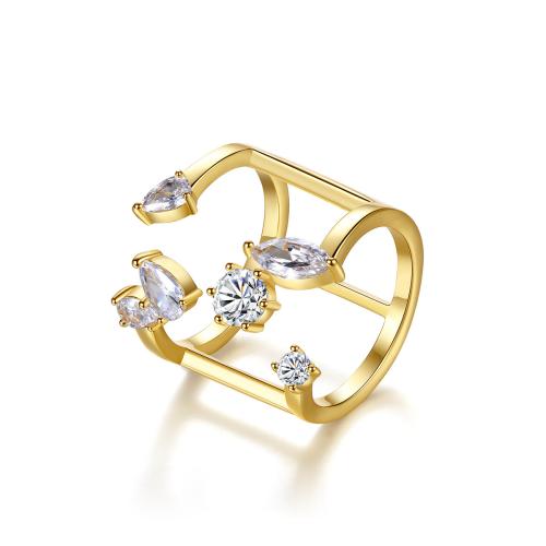 Cubique anneau en laiton Circonia Micro Pave, bijoux de mode & pavé de micro zircon & pour femme, plus de couleurs à choisir, Vendu par PC