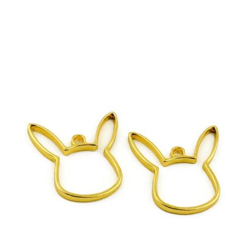 Tibetan Style Animal Pendants, Rabbit, gold color plated, DIY, 31x33x3mm, 100PCs/Bag, Sold By Bag