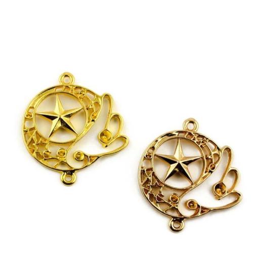 Tibetan Style Connector, Star, gold color plated, DIY & 1/1 loop, 37x35mm, 100PCs/Bag, Sold By Bag