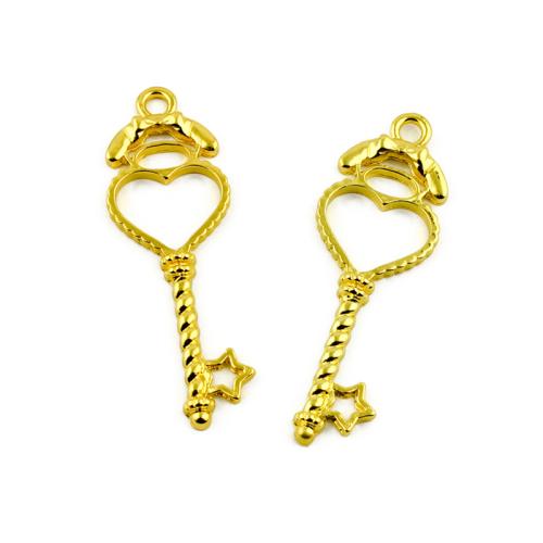 Tibetan Style Key Pendants, gold color plated, DIY, 18x52mm, 100PCs/Bag, Sold By Bag