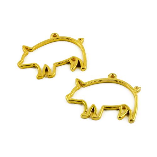 Tibetan Style Animal Pendants, Pig, gold color plated, DIY, 42x31mm, 100PCs/Bag, Sold By Bag