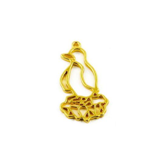 Pendentifs animaux en alliage de zinc, pingouin, Placage de couleur d'or, DIY, 25x45mm, 100PC/sac, Vendu par sac