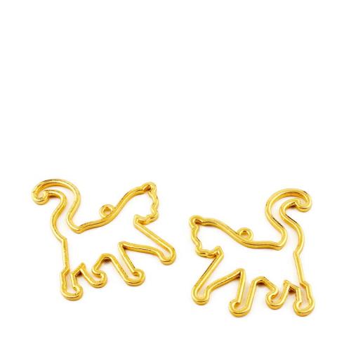 Tibetan Style Animal Pendants, Cat, gold color plated, DIY, 38x44mm, 100PCs/Bag, Sold By Bag