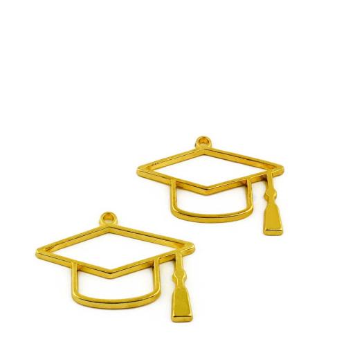 Tibetan Style Hat Pendants, doctorial hat, gold color plated, DIY, 44x35mm, 100PCs/Bag, Sold By Bag