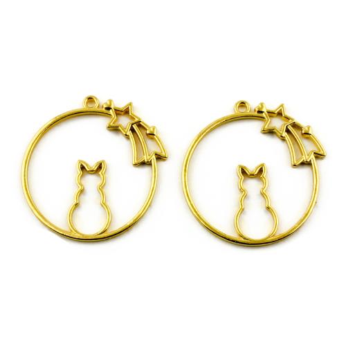 Tibetan Style Animal Pendants, Cat, gold color plated, DIY, 39x40mm, 100PCs/Bag, Sold By Bag